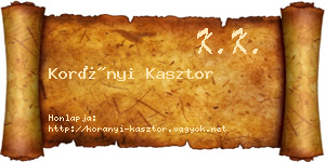 Korányi Kasztor névjegykártya